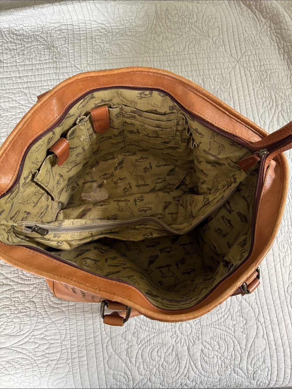 L.L. Bean Woven Leather Tote in Cognac - Picture 4 of 13